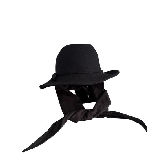 Street Smart by Betmar Wide Brim Black Hat w/ Wrap 100% Wool made in the USA main image 4